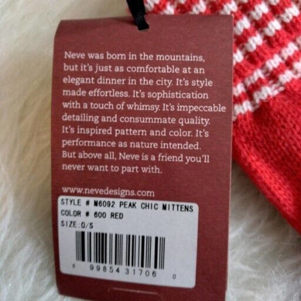 NEVE Peak Chic Mittens Womens One Size Red and White New Winter Gloves Christmas - Picture 6 of 7